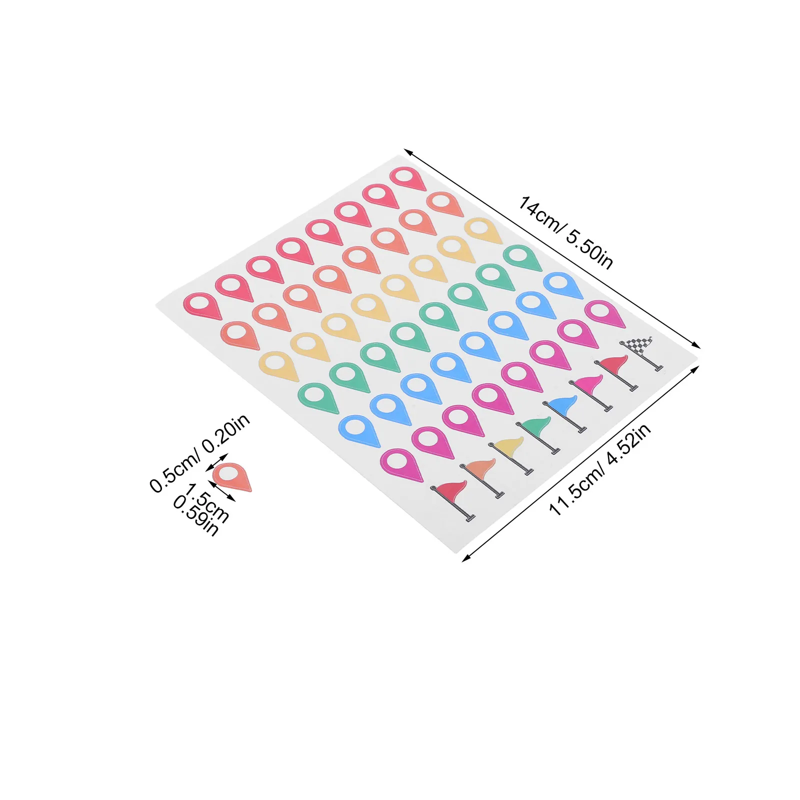 5장의 다채로운 색상의 탈부착 가능한 지도 위치 스티커, 자체 접착식 방수 여행 지도 마커 (지리 교실, 도로용)