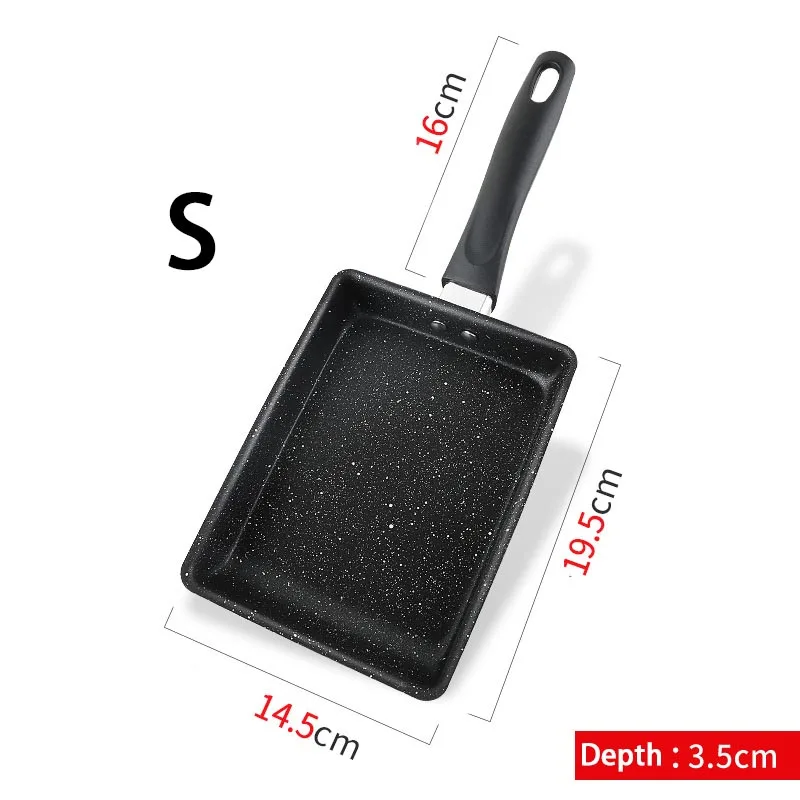 Yuzi Shao Fry Pot Square Flat bottomed Pot Wheat Rice Stone Non stick Pot Steak Pot Pancake Pot Breakfast Pot 6