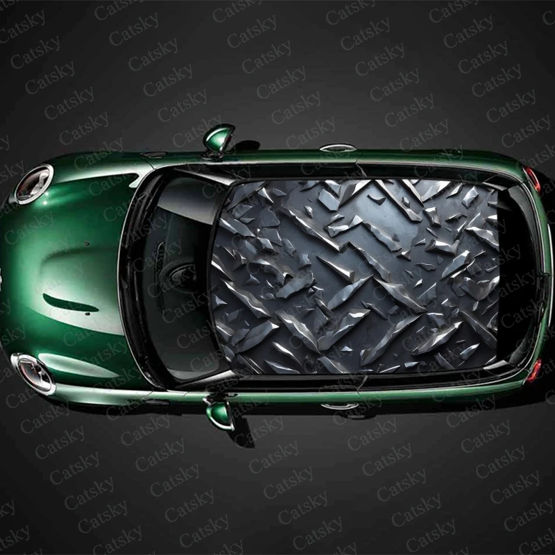 

Metal Grunge Texture Car Roof Sticker Wrap Racing SUV Accessories Packaging Painted PVC Custom Car Graphic Decal