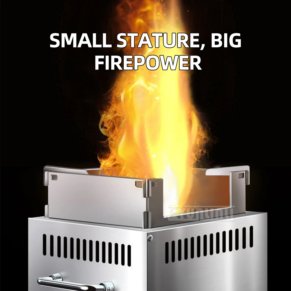 Outdoor Wooden Burning Stove Portable Stainless Steel Firewood Cooktop Travel Camping
