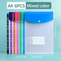 6/12pc A4 Large Capacity Loose Leaf Folders with 11 Hole Binding Rings, Modern PP Material, Expandable Buttons and Label Pockets 2