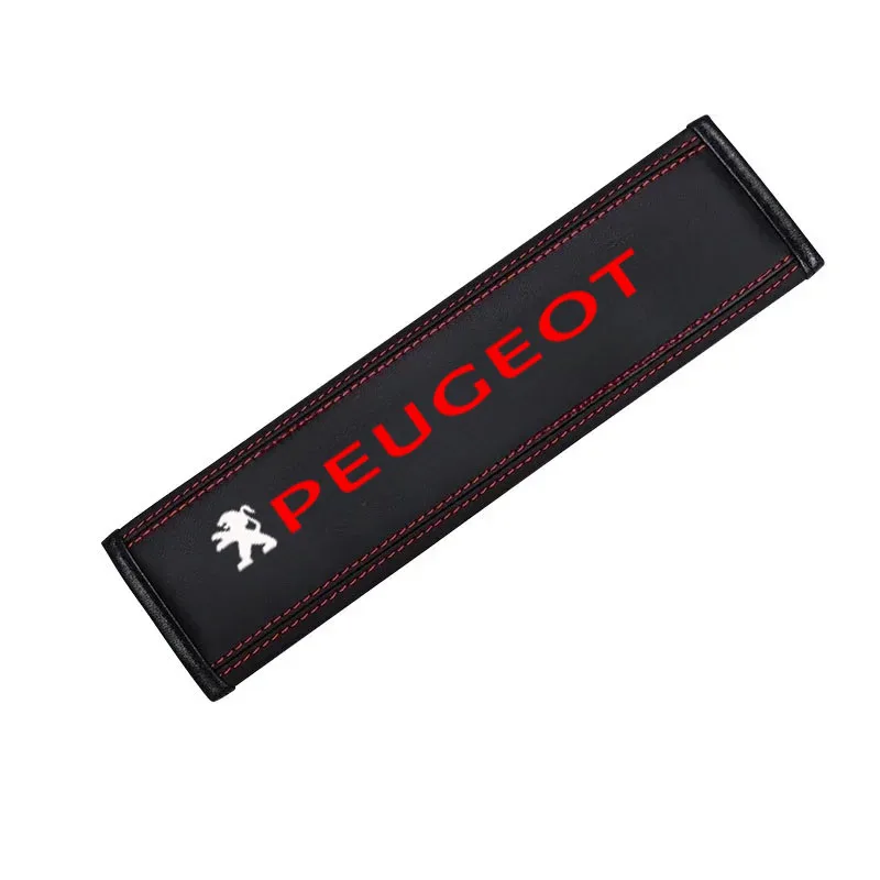 2Pcs Car Seat Belt Leather Safety Belt Shoulder Cover For For Peugeot 107 207 307 308 407 607 3008 5008