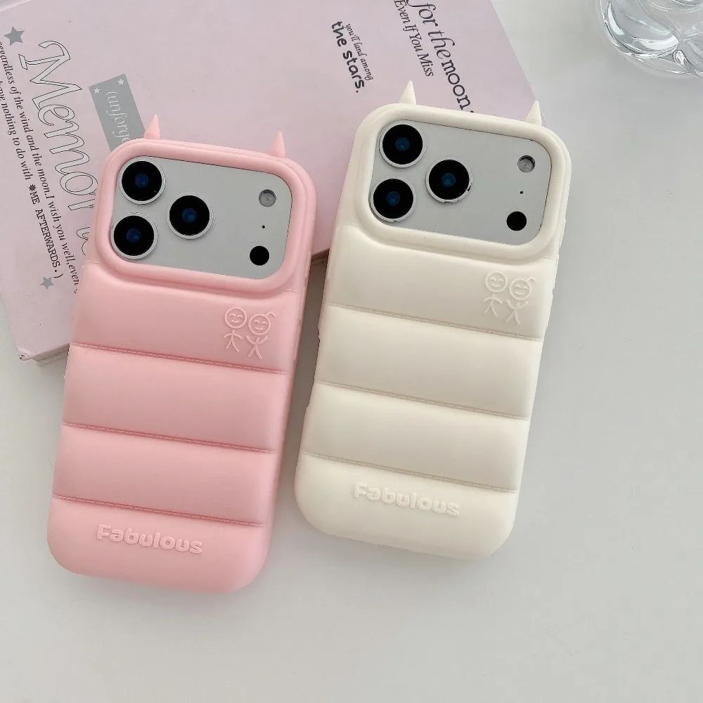 Liquid Silicone Shockproof 3D Devil Horns Phone Case with Soft Protective Back Cover