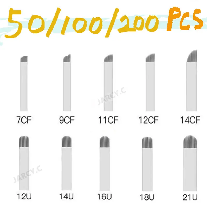 

Microblading Needles Disposable Micro Needling Flex 18 U Shape Tattoo Needle 7/9/11/12/14 Pin for Manual Embroidery Eyebrow Pen
