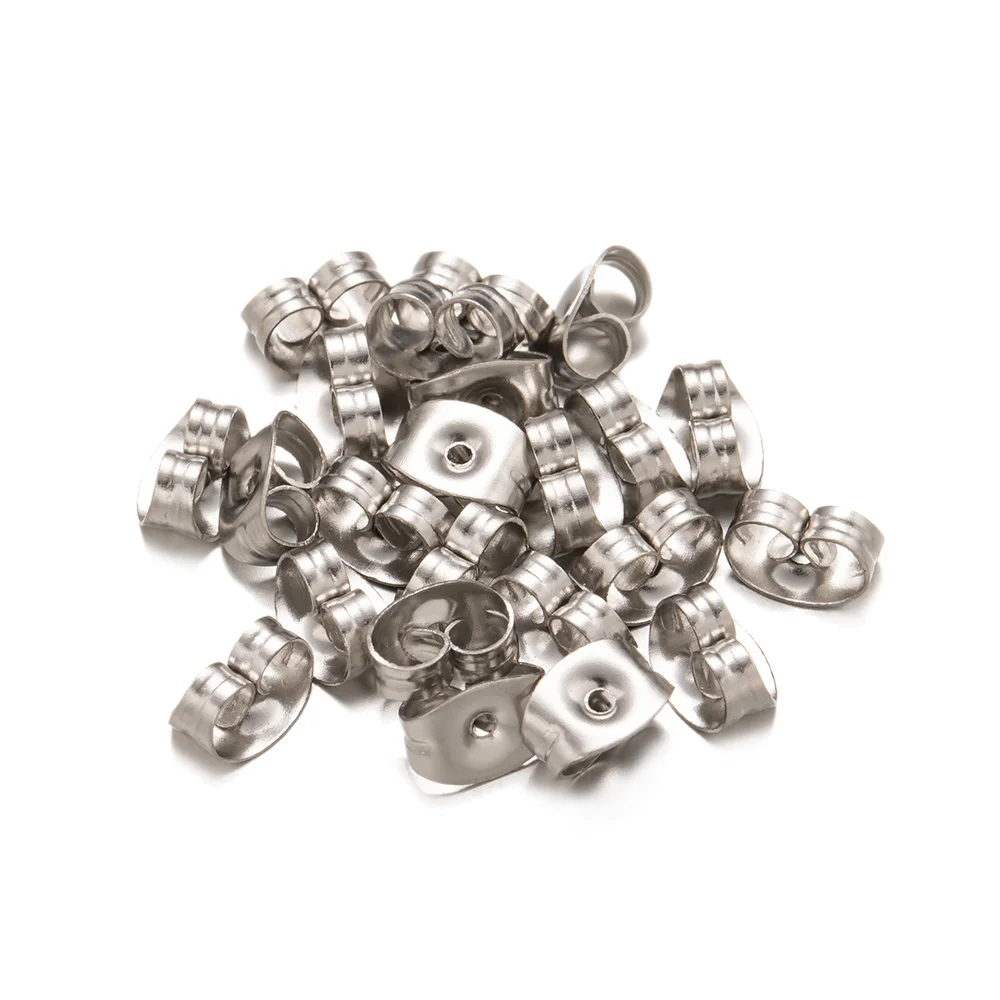 Butterfly Earring Safety Back Stopper Stainless Steel 4.5x6mm 100pcs for Stud Jewelry Making