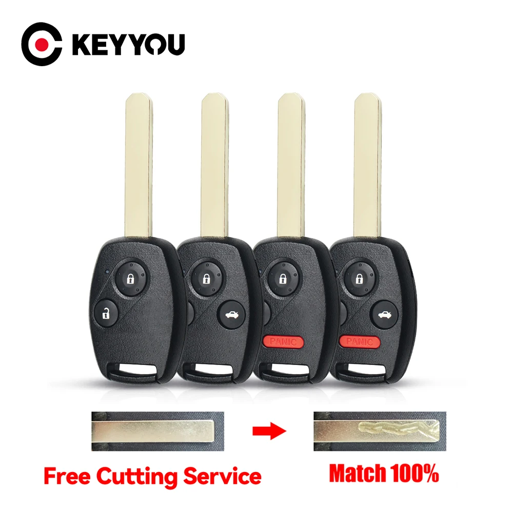

KEYYOU With Cutting Service 2/3/4BTN Remote Key Shell For Honda Civic Accord Fit CRV Pilot Insight Jazz HRV 2001-2003 Fob Case