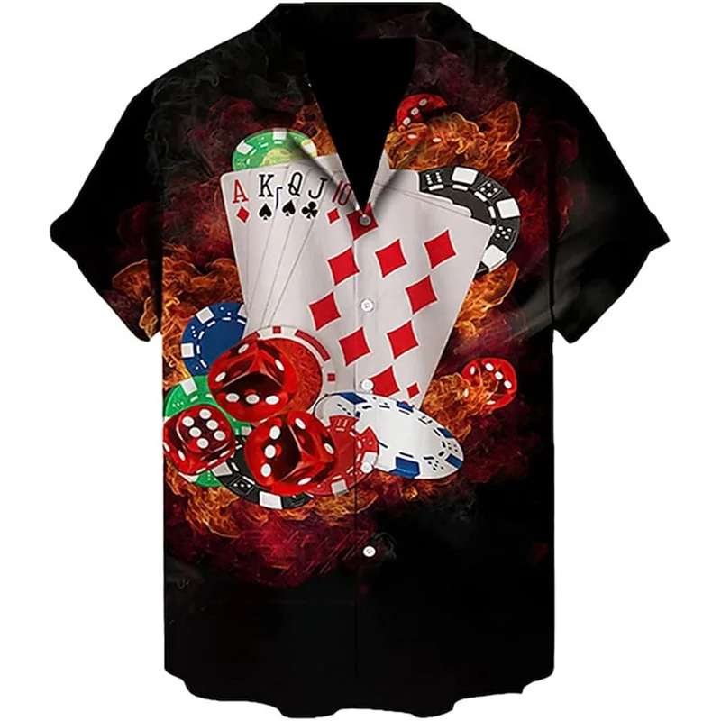 Men's 2024 Casual 3D Shirts Playing Card Printed Fun Shirts Street men's Summer Short Sleeved Clothing Men's Outdoor Clothing 2