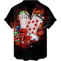 Men's 2024 Casual 3D Shirts Playing Card Printed Fun Shirts Street men's Summer Short Sleeved Clothing Men's Outdoor Clothing 2