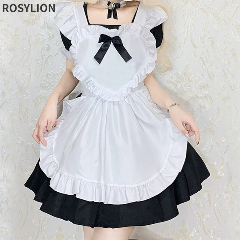 

Girls Anime Pink Sexy French Maid Costume Japanese Lolita Maidservant Dress Ladies Cute Sweet Waitress Outfits Apron Dresses