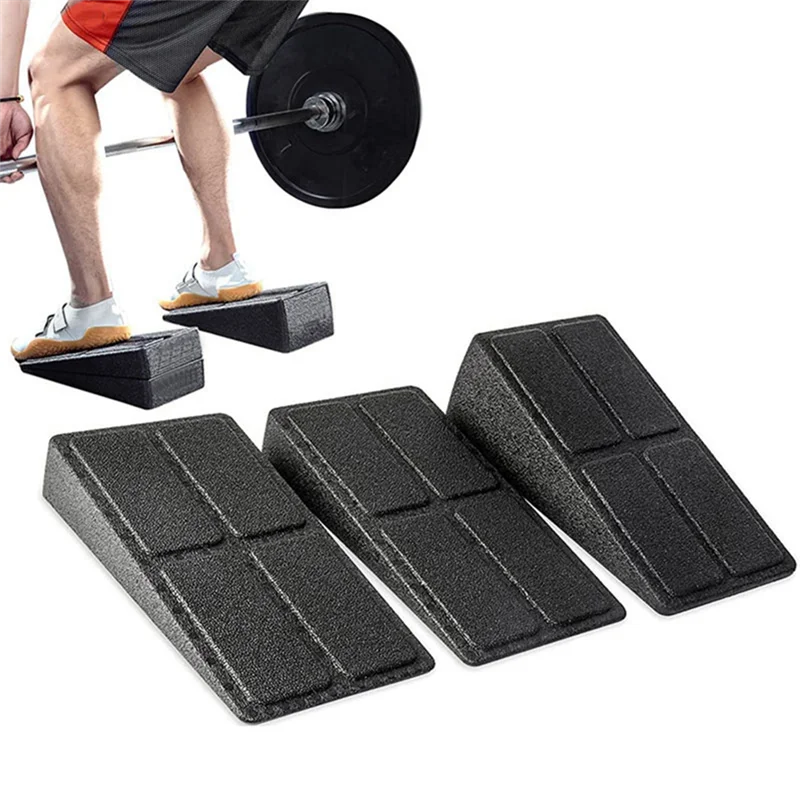 AEF6-3Pcs 요가 벽돌 스쿼트 웨지 블록 경사 보드 체육관 피트니스 요가 액세서리에 대한 조정 가능한 미끄럼 방지 발 들것