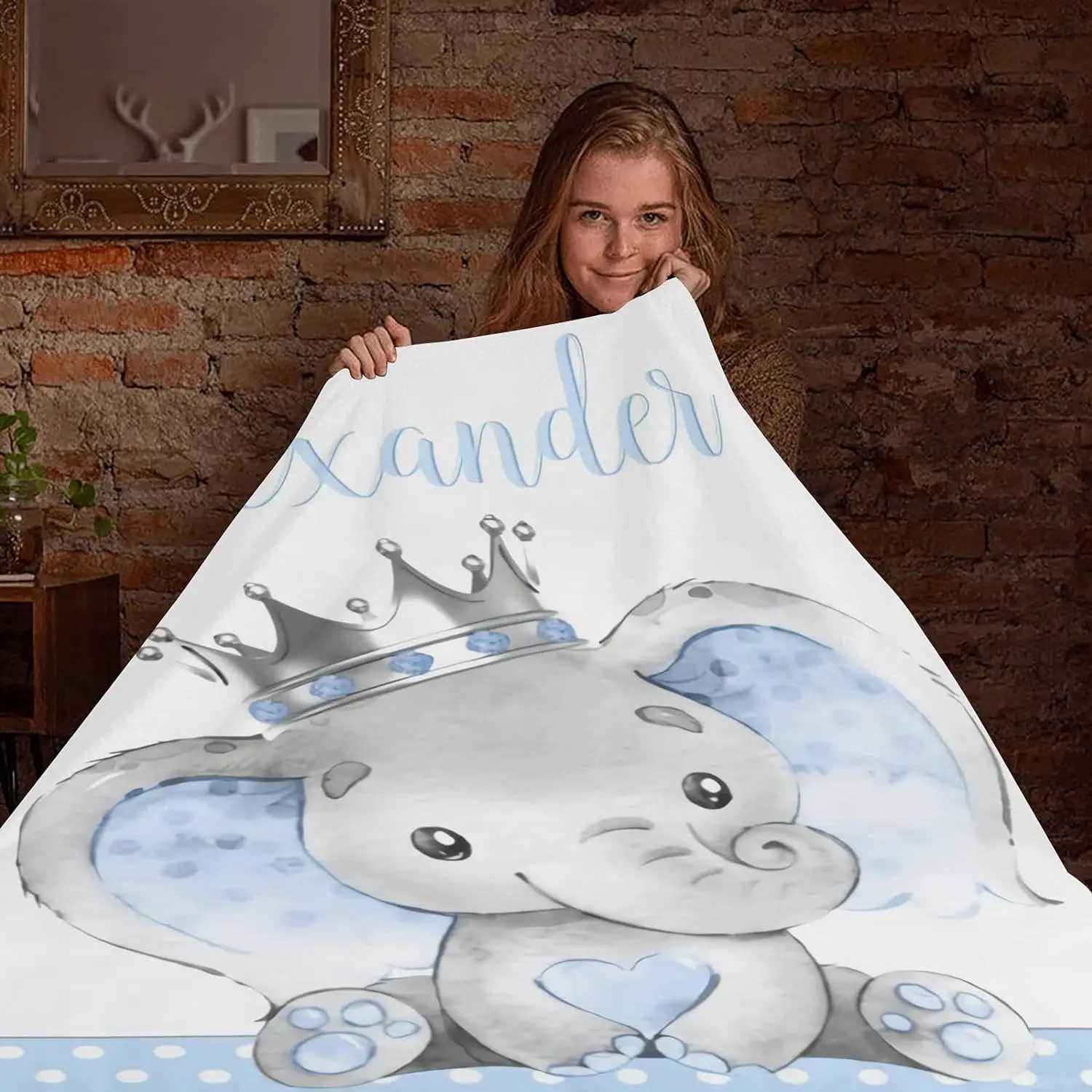 Plush and Flange Personalized Blanket Girl Name Customized Boy Gift Super Newborn Blanket Air Conditioning Blanket 4