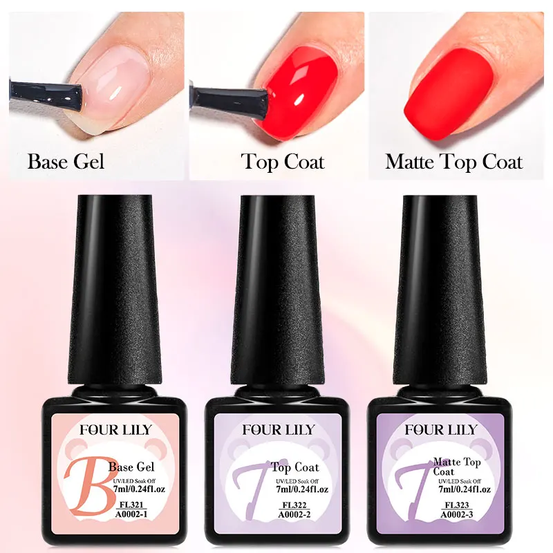 6-Piece Nail Care Kit: Dehydrator, Primer, Gloss & Matte Top Coats, Base Gel, and Nail File