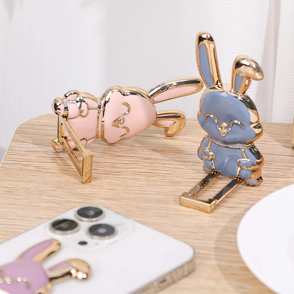 Cute Bunny Ring Phone Holder Foldable Finger Grip Stand Universal Anti-Slip Bracket For iPhone Samsung Xiaomi Mobile Phone