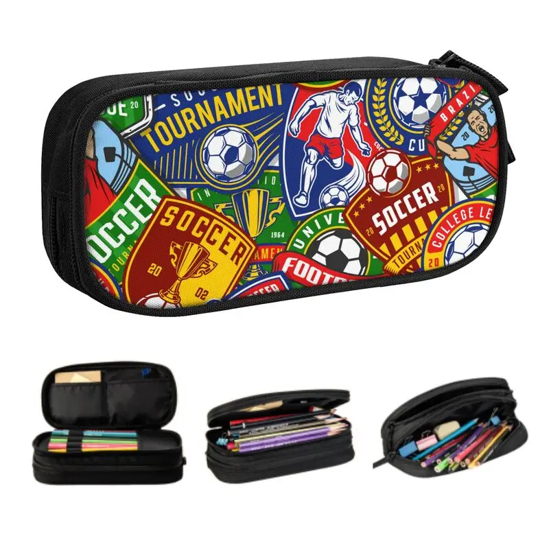 Großes Federmäppchen Mit 3 Fächern – Fußball-Design, Wasserdicht, Für Schule & Reise