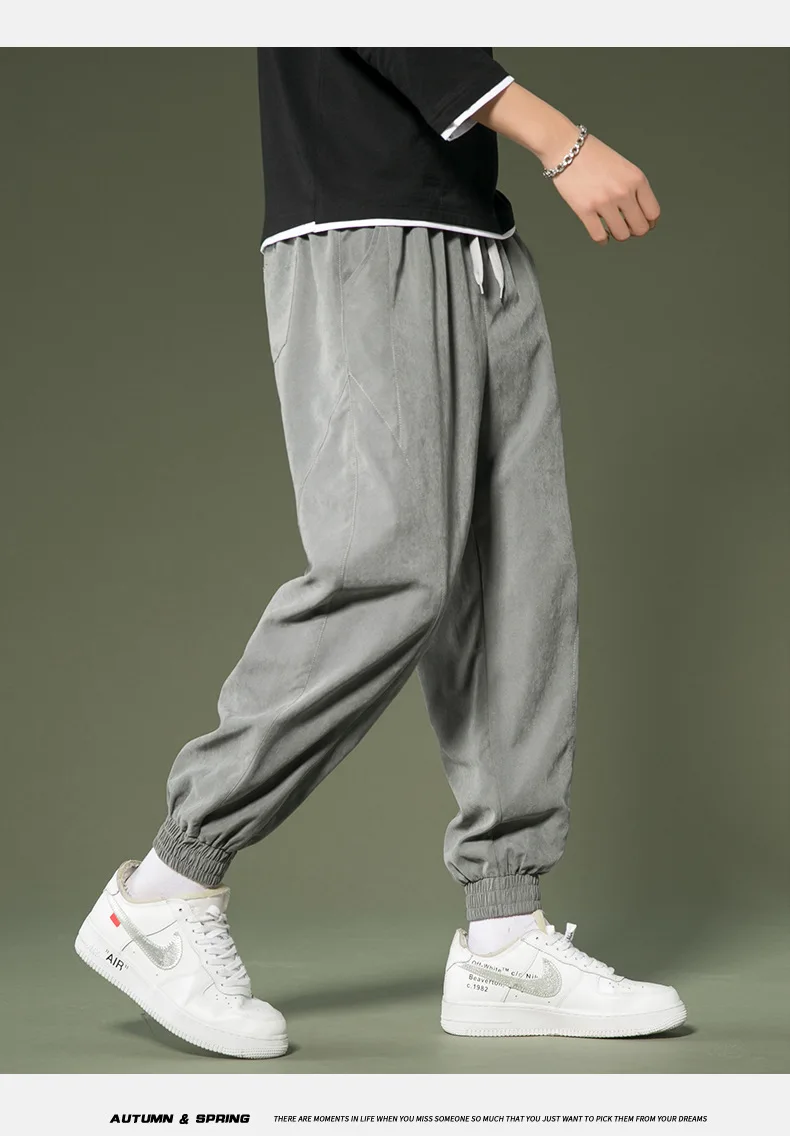 Pants Men's Spring Handsome Plush Trend Loose High Street Legged Leisure Sports Pants Autumn Winter business pants mens