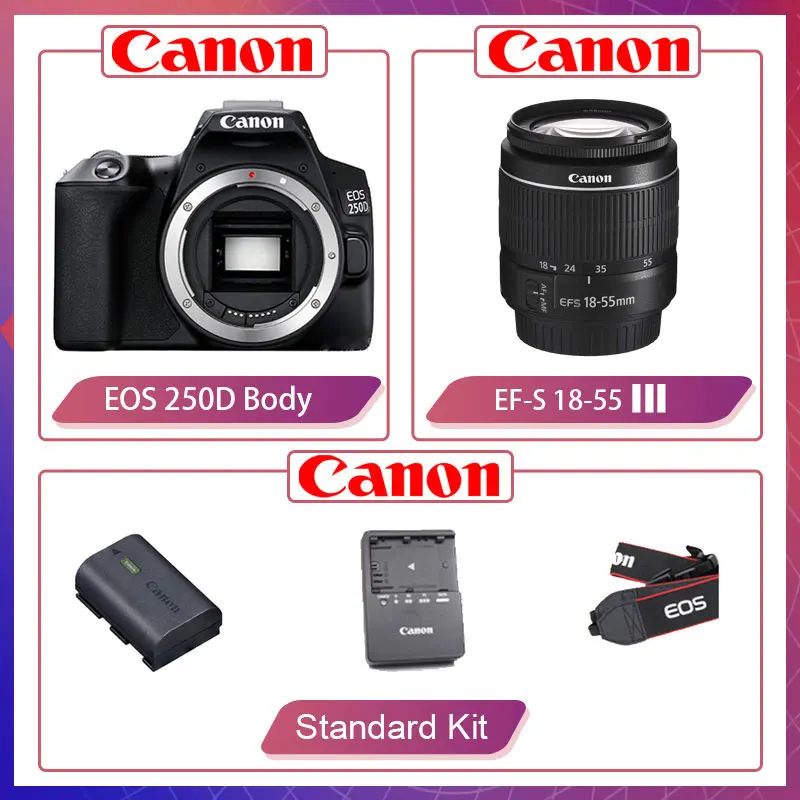 Canon EOS 250D カメラセット Canon eos 250d rebel sl3デジタルlrカメラ (EF-S〜55mmのレンズキット