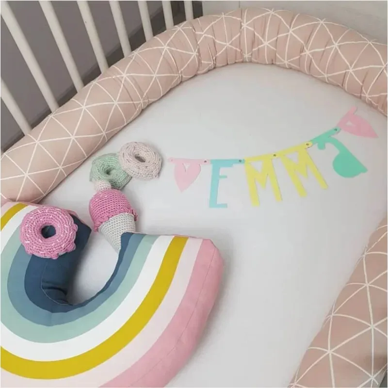 Baby Bed Fence Infant Protector Cotton Newborn Crib Bumper Kids Long Cushion Cloud Pattern Pillow Children Room Decoration