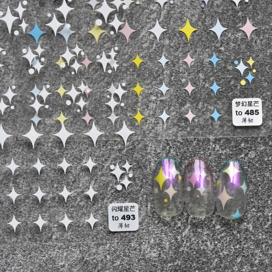 Black White Stars Stickers Pess On Nails Romantic Shiny Star Sliders