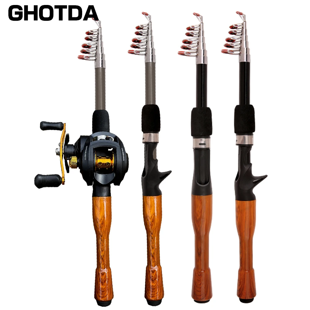 

GHOTDA Spinning/Casting Mini Fishing Rod Combo 1.3m 1.6m 1.8m Carbon Fiber Lure Rod and Gear Ratio 7.2:1 High Speed Smooth Reel