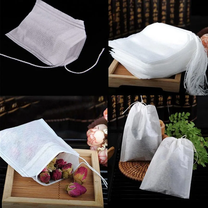 100Pcs Tea Bags Tea Bag Infuser String Heal Seal Sachet Filter Paper Teabags Empty Bags Coffee 5.5 x 7CM disposable tea filter bags disposable tea bags
