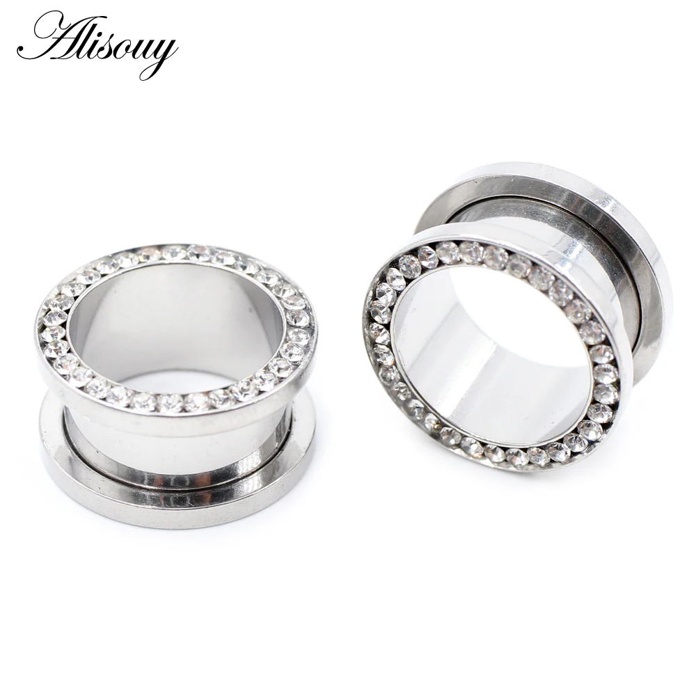 Alisouy Ear Expander Body Piercing Jewelry 2Pcs Stainless Steel Single Flare Flesh Tunnel Ear Plugs 2-31mm Crystal Stretcher piercing jewelry ear piercing jewelry body piercing jewelry body jewelry
