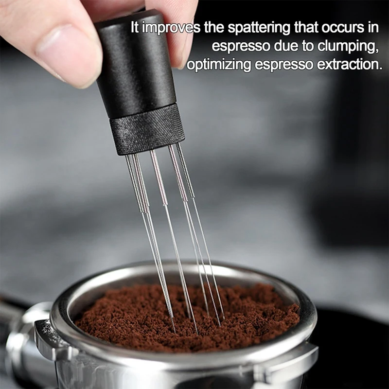

1Pcs Espresso Needle Distributor - Magnetic Metal Stirrer Tool For Coffee - Black Coffee Distributor For Working Place
