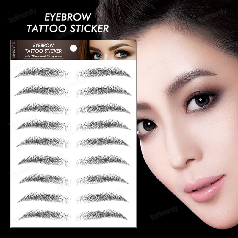 

Women Beauty Eyebrow Tattoo Stickers Waterproof Makeup Stick On Eyebrows Black Brown Fake Temporary Tattoos Women Girl Face