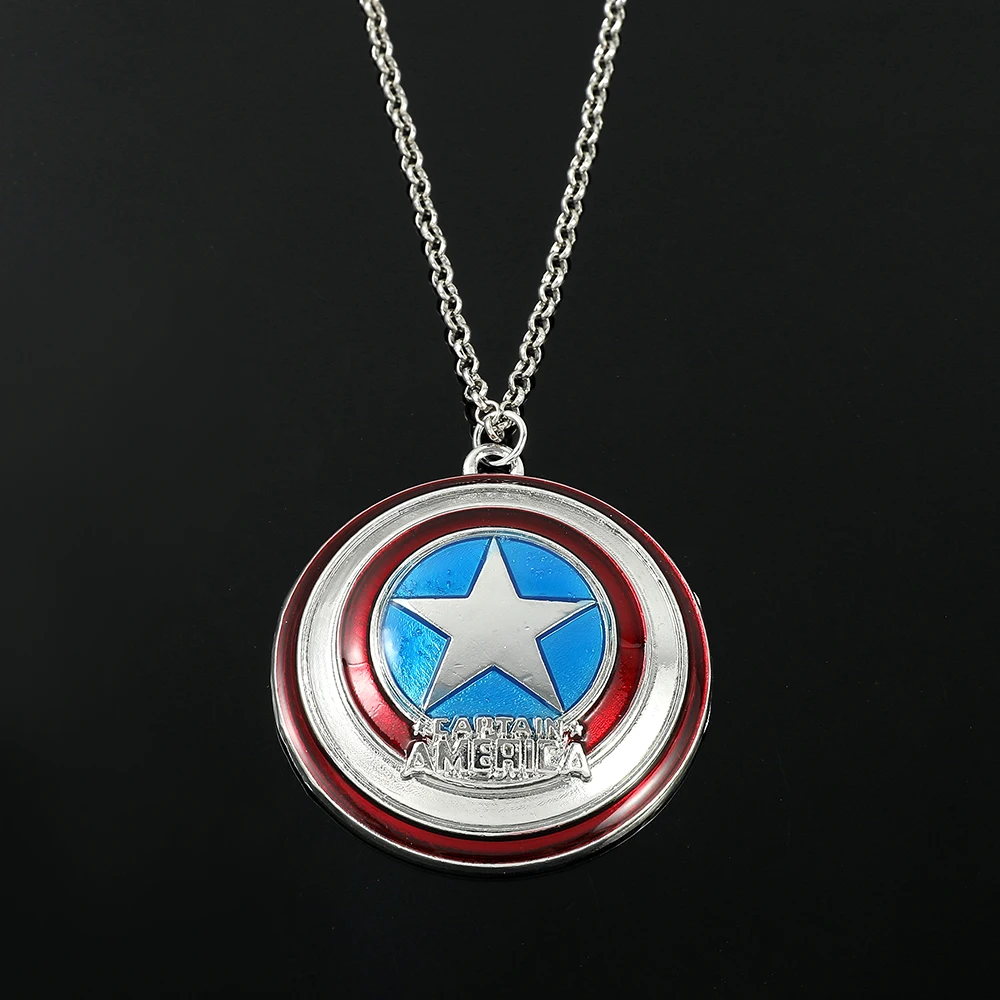 Marvel Superhero Captain America Collana Con Ciondolo The Avengers Shield Modeling Pendant Neck Chain Uomo Donna Gioielli Regali