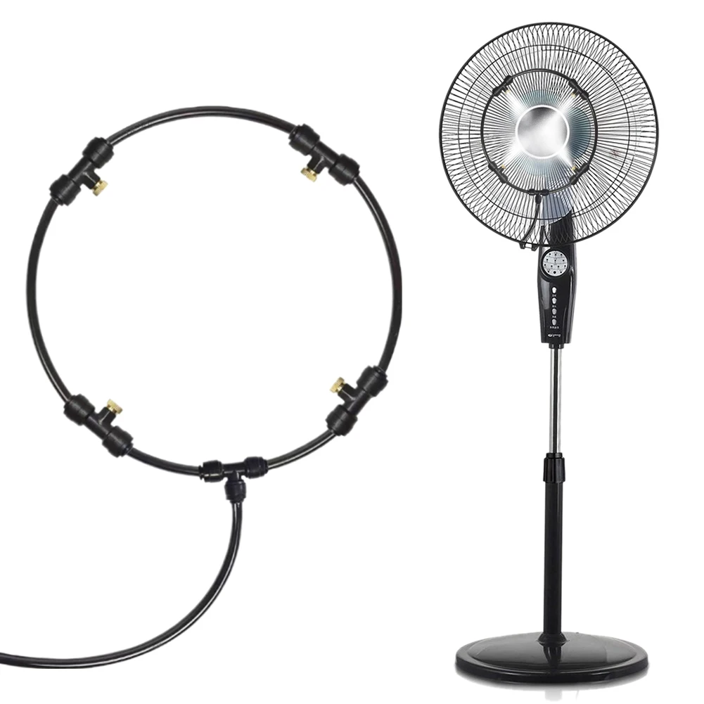 16 Inch Outdoor Fan Cooling Misting System Portable Spray Sprinkler Mist Kit Water Fog Sprayer Outdoor Garden Patio Nebulizer