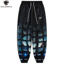 

Aolamegs Sweatpants Men Gradient Plaid Face Print Adjustable Drawstring Trouser Hip Hop Harajuku Casual Loose Varsity Streetwear