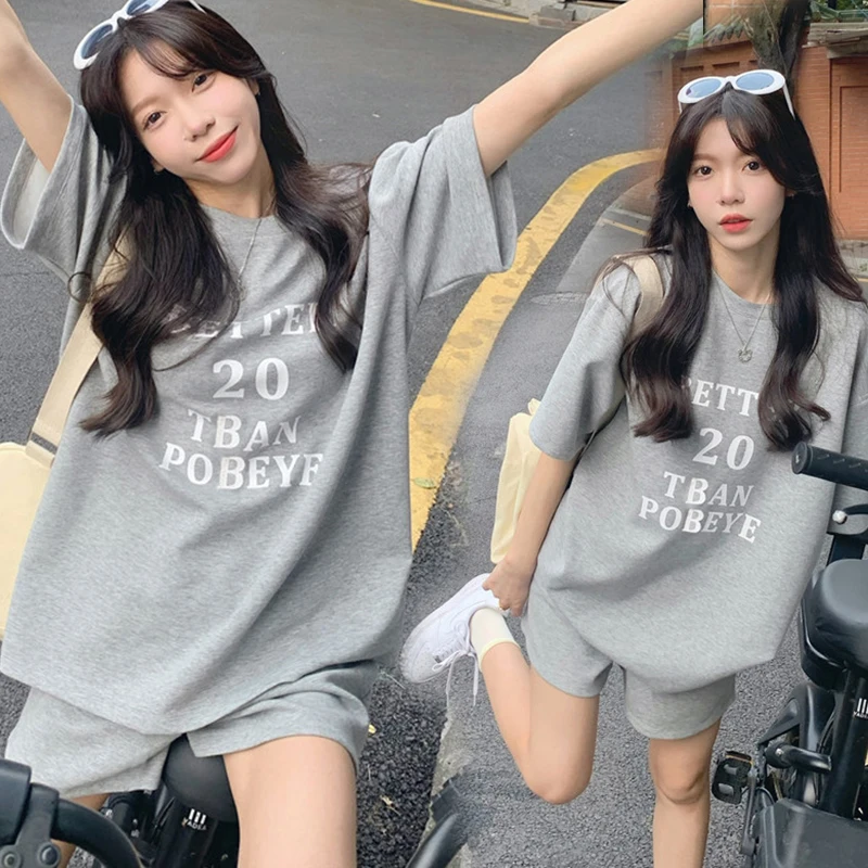 Summer Maternity Clothes Set Loose Fashion Letters Print T-shirt Belly Shorts Twinset Pregnant Woman Sports Pants Suits 2pcs Set