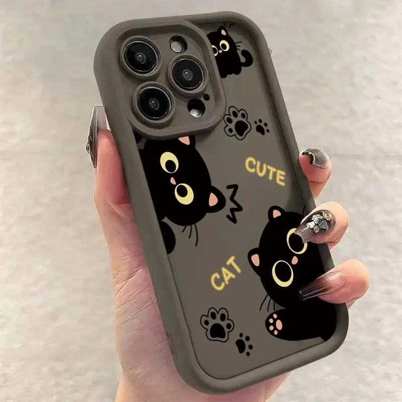 INS Black Cat Soft Silicone Phone Case - Stylish & Durable Protection