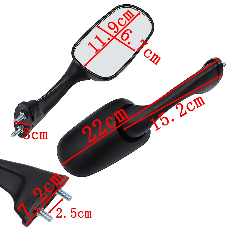 Evomosa 블랙 오토바이 미러 타원형 오토바이 백미러 사이드 미러 혼다 NSR250 CBR 400 CBR250