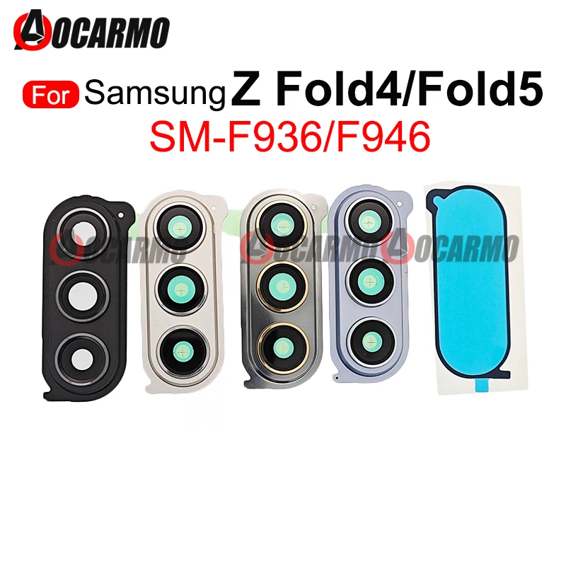 For Samsung Galaxy Z Fold 4 5 F936 F946 Z Fold4 Fold5 Rear Camera Lens With Frame And Lens Sticker Replacement Parts