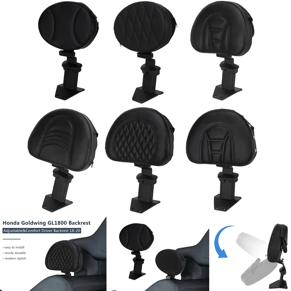 

Black Motorcycle Adjustable Multifunctional Comfort Driver Rider Backrest Mounting Kit For Honda Goldwing 2018-2020 GL1800