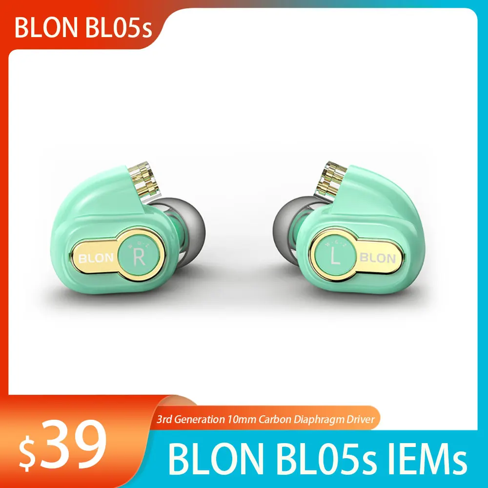 

BLON BL05s Best In Ear Wired HIFI Earphone Monitor 3rd Generation Carbon Diaphragm Driver Metal Headphones with Detachable Cable