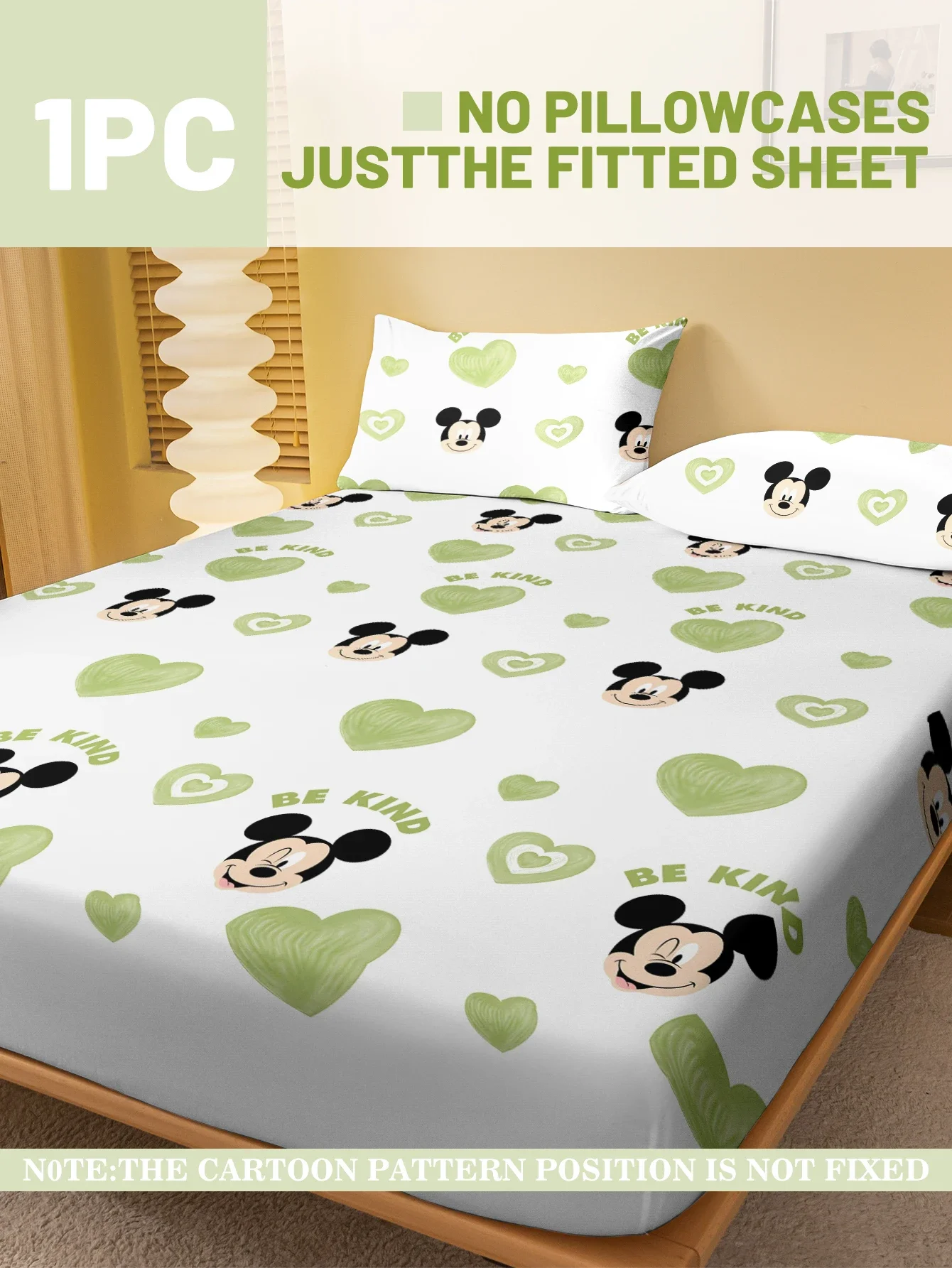 1 cartoon cute Mickey digital printed frosted Fitted Sheet,bedroom printed bed cover,bedding(No pillowcase) 6