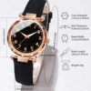 6PCs/Set Women's Watch Fashion Digital Leather Quartz Watch with Unique Flower Jewelry Set 6