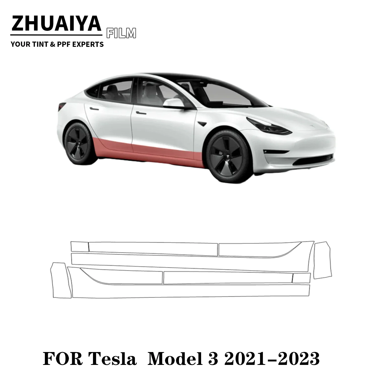 

2017-2024 For Tesla Model 3 Rocker Panel PPF Paint Protection Film 8mil car body film