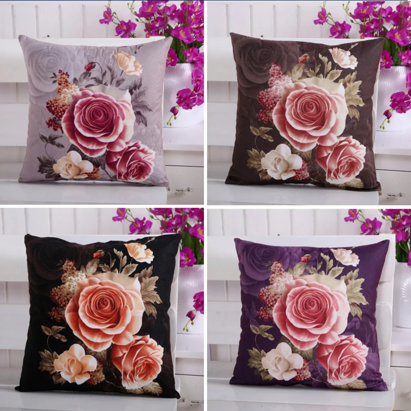 Floral Rose Pillow Case Decoration 45x45cm Cushion Cover Super Soft