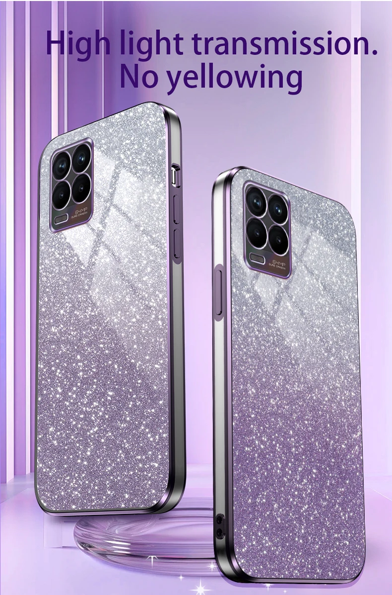 حافظة لينة من البولي يوريثان لهواتف OPPO Realme 8 ، 4G ، ترف ، بالكهرباء ، بريق ، غطاء خلفي شفاف ، Realme 8 Pro