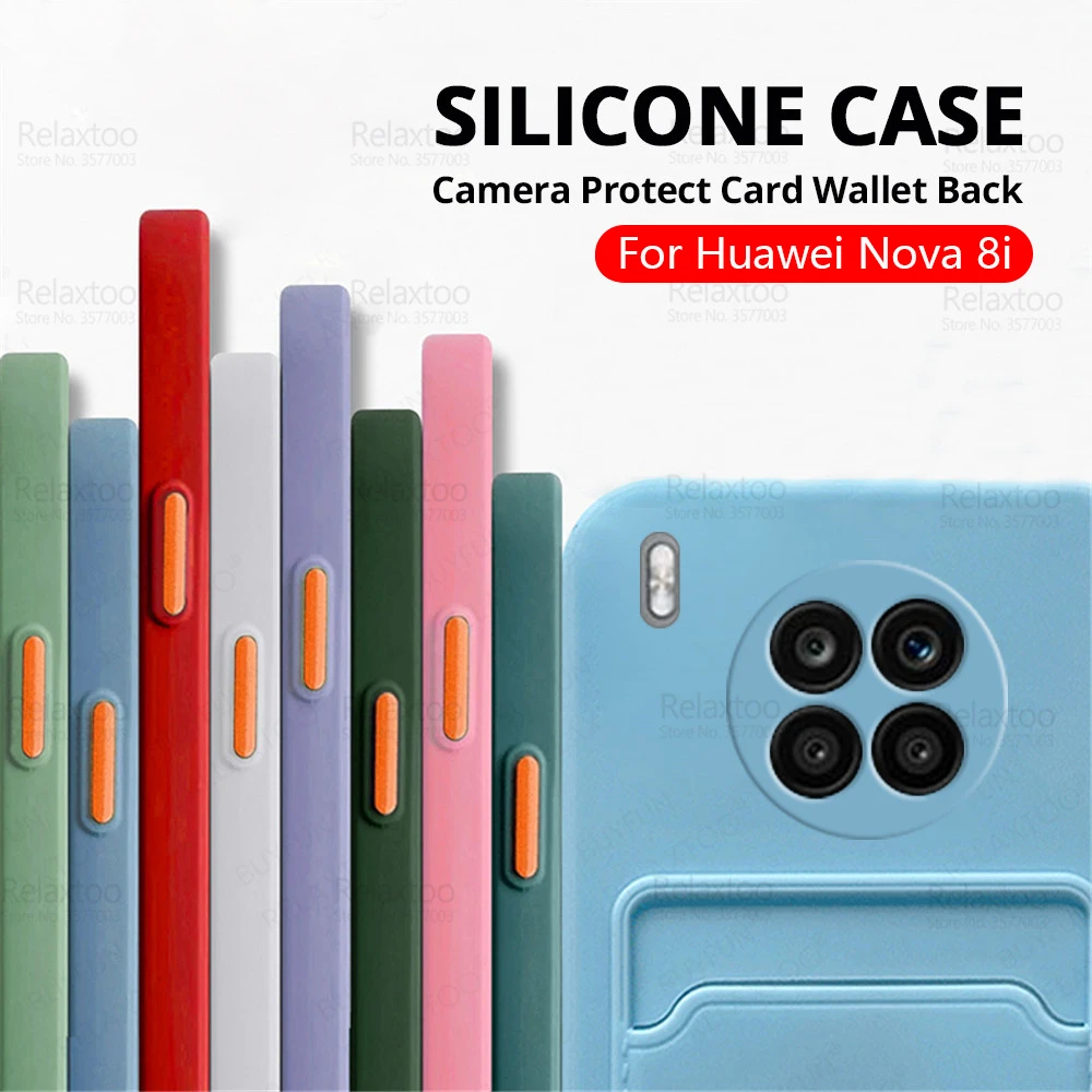 Silicone Soft Protection Cover For Huawei Nova 8i Case Huawey Hauwei Nova8i 8 i Camera Shockproof Card Wallet Phone Fundas Coque leather phone wallet