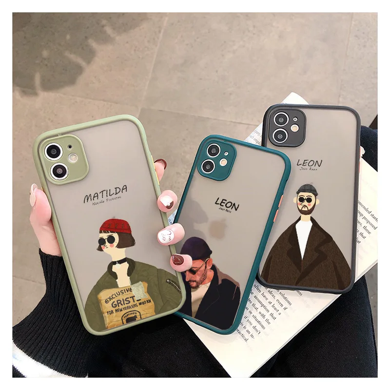 Cute Cartoon Killer Leon Uncle Girl Transparent Phone Case - Adorable Couple Design