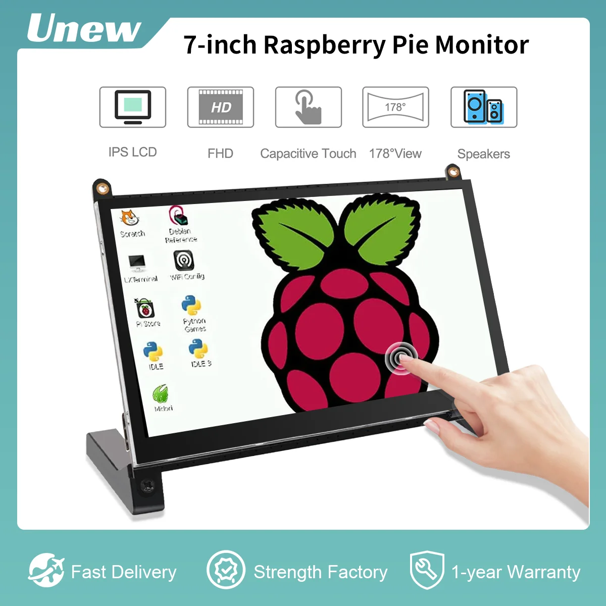 Unew Monitor Portatile 7 Pollici Raspberry Pi 4 3 A + Touchscreen 1024 X600 Ips Display Altoparlante Usb Hdmi Computer Monitor Banana Pi