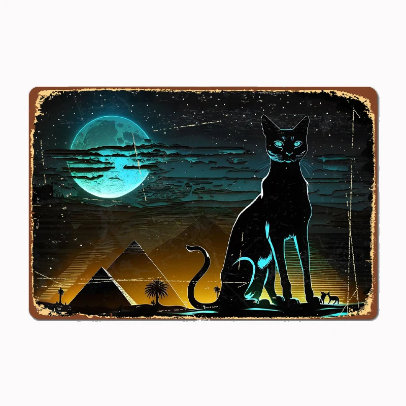 

Sacred Cat At Pyramids Poster Sign Cat Bar Wall Decor Farmhouse Decor Room Decoration Vintage Home Decor Metal Wall Decor