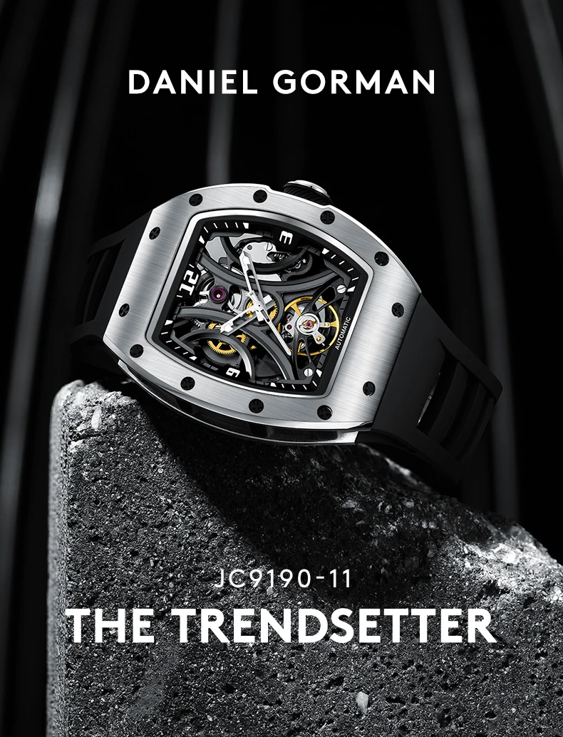 919011 Hochwertige Gorman Automatikuhr mit Stilvollem Sport-Silikonarmband Wasserdichte Mechanische Uhren für Aktiven Lebensstil – Detail 1