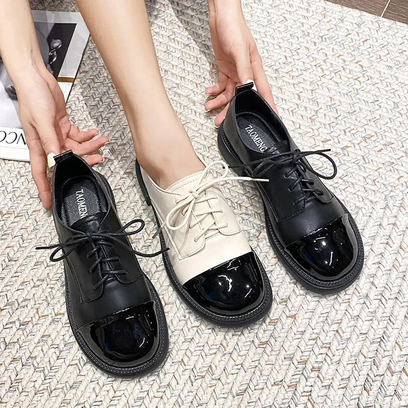 Oxford Shoes For Women Black Shoes For Women Fashion Womens Comfort Flats Creepers Sepatu Wanita Korea Bayan Ayakkabi