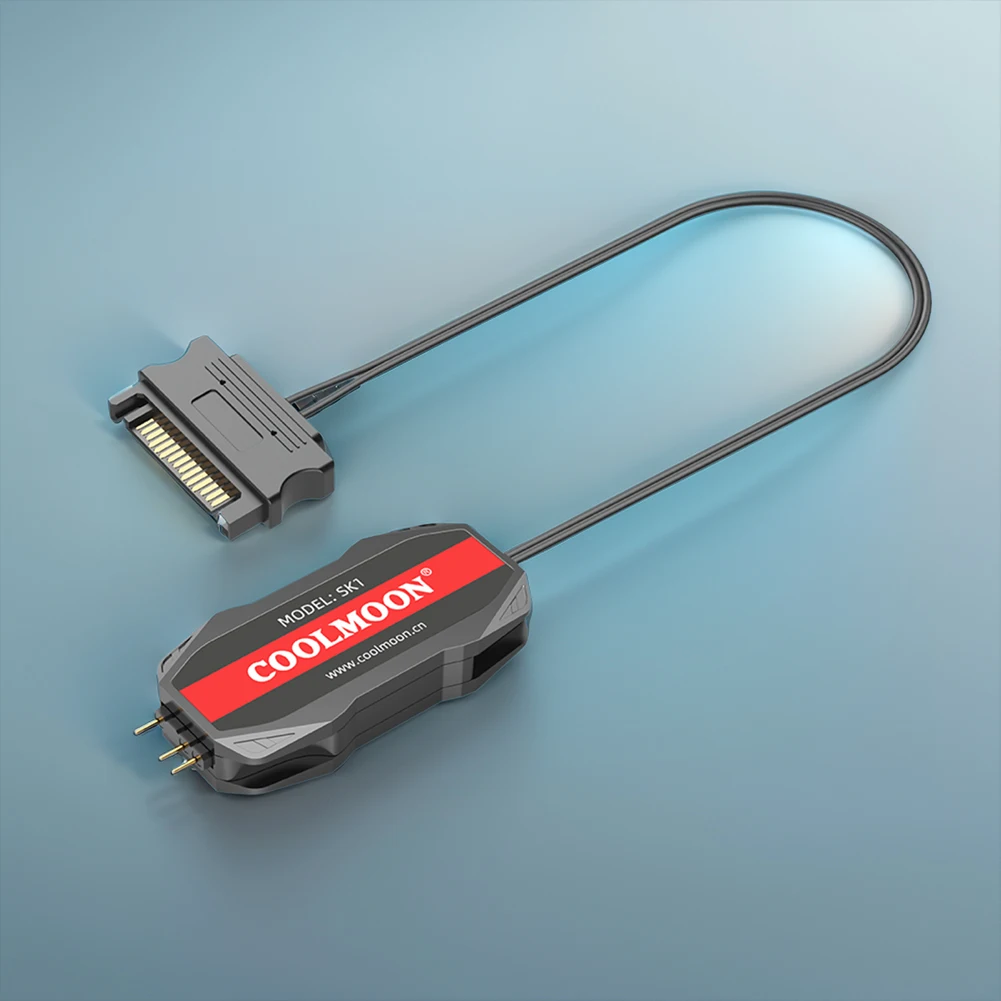 COOLMOON ARGB Controller Cable 5V 3pin to SATA RGB Mini Controller HUB Adapter with Remote Control for PC Case Fan Light Strip