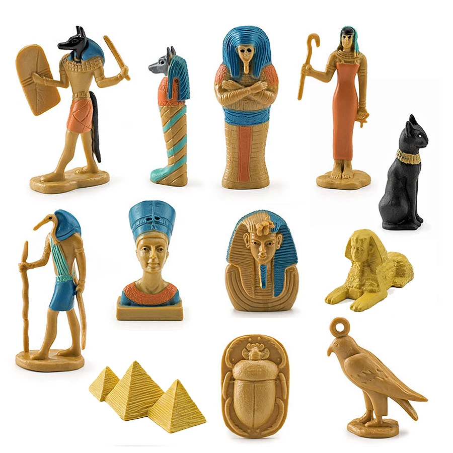 

12 шт., Мини фигурки из древнего Египта, в том числе Thoth,Bastet,Scarab,Anubis,Amulet, коллекция Исиды, декоративные детские игрушки