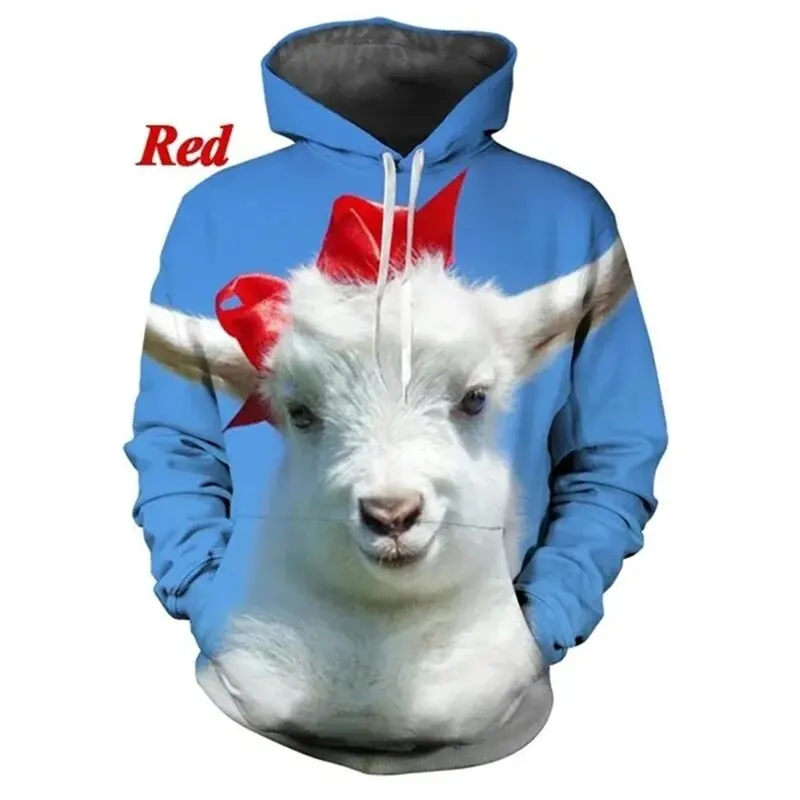 thumbnail image 1 of Sudadera con capucha con estampado de ovejas divertidas y personalidad para hombre, moda informal, unisex, estampado 3D de animales, sudaderas gráficas, tops, 1 of 4